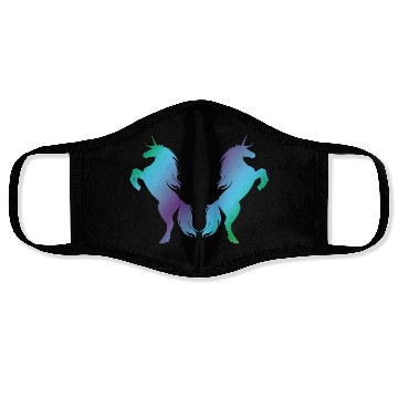 Discover Unicorns blue green Face Masks