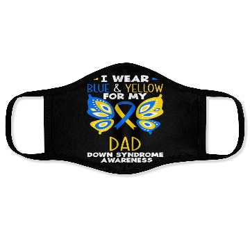 Discover I Wear Blue Yellow Dad Down Syndrome Awareness Face Masks