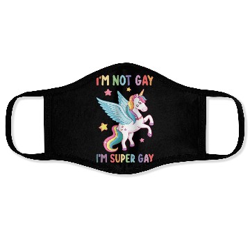 Discover I'm Not Gay I'm Super Gay Pride LGBT Unicorn Face Masks