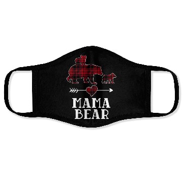 Discover Mama Bear 2 Cubs Face Masks Christmas Mama Bear Plaid