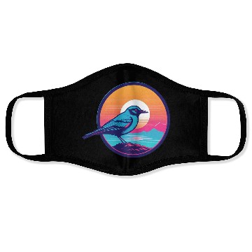 Discover Synthwave Blue Bird Face Masks