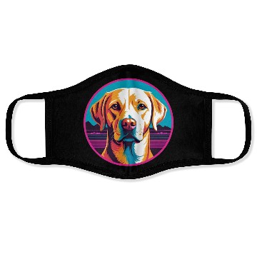 Discover Synthwave Labrador Retriever 2 Face Masks
