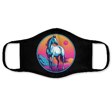 Discover Synthwave Horse 3 Face Masks