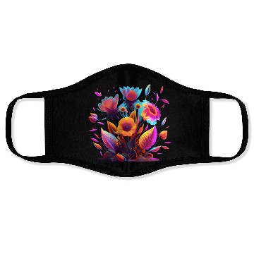 Discover Cyberpunk Neon Glow FlowersDesign Face Masks
