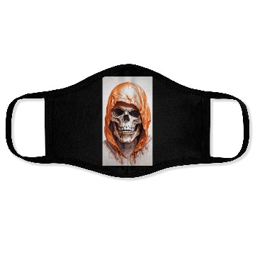 Discover Default A skull in an orange hoodi ultra realistic Face Masks