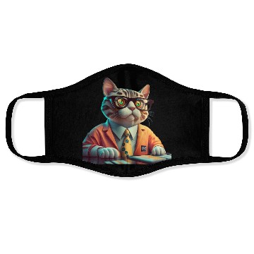 Discover 3D Business Cat Analyzes Charts - Design Face Masks