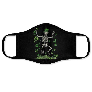 Discover St Patricks Skeleton Dancing With Shamrocks Face Masks