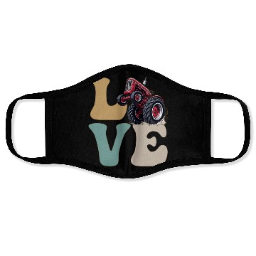 Discover LOVE Tractor Pulling Tractor Driver Farmer Farming Face Masks