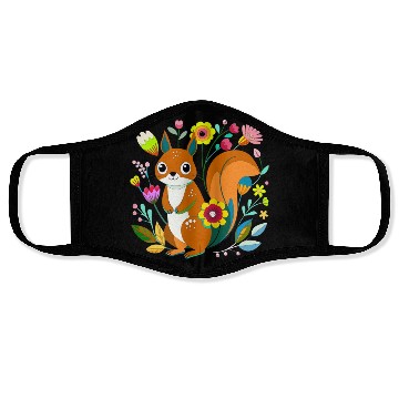 Discover A sweet squirrel in the flowers Face Masks