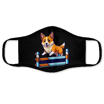 Discover Determined Corgi Agility Course Art Face Masks