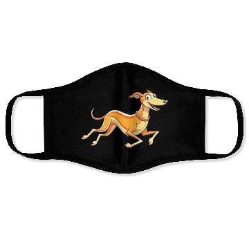 Discover Graceful Running Whippet Artwork Face Masks