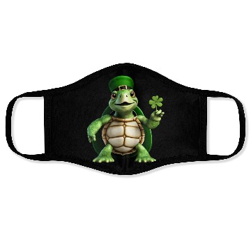 Discover Green turtle celebrating St. Patrick's Day. Face Masks