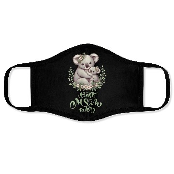 Discover Best Mom Ever Koala Embrace Floral Wreath Face Masks