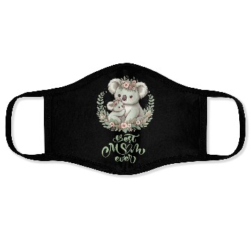 Discover Best Mom Ever Koala Embrace Floral Wreath Face Masks