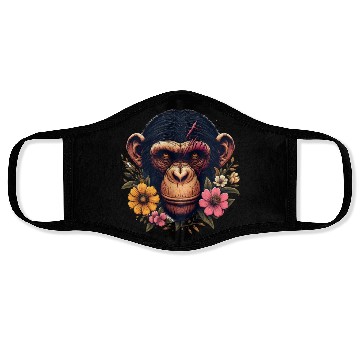 Discover Monkey Warrior Amidst Blooms Face Masks