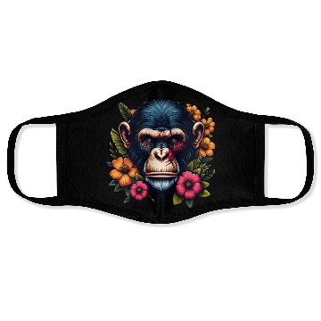 Discover Monkey Warrior Amidst Blooms Face Masks