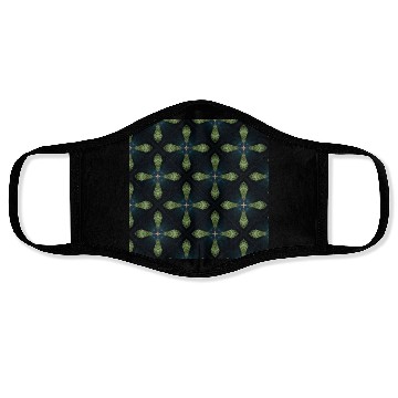 Discover green and blue cross pattern on black background Face Masks
