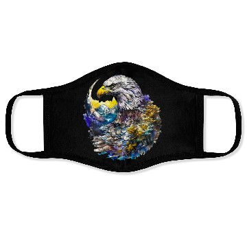 Discover Wilderness Watercolor Forest Moon Eagle Face Masks