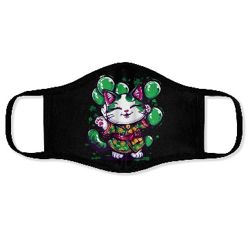 Discover Kawaii St Patricks Day Cat With Balloons Face Masks
