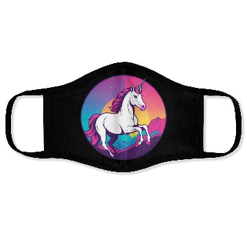 Discover Synthwave Unicorn 1 Face Masks