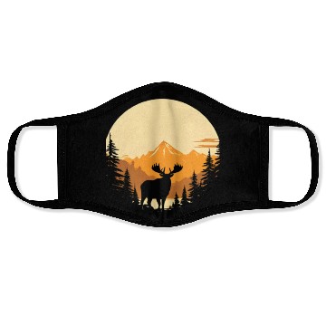 Discover "Mountain Majesty Moose Sunset" Face Masks
