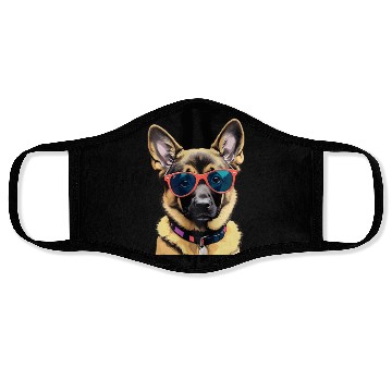 Discover Cute German Shepherd Pop Art Face Masks