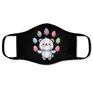 Discover Cartoon Polar Bear Easter Egg Design Face Masks