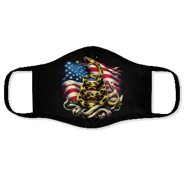 Discover Gadsden Snake American Flag Face Masks
