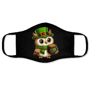 Discover Golden Owl St. Patrick's Day Face Masks