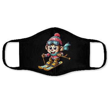 Discover Monkey Chimpanzee Skier Winter Vacation Design Face Masks