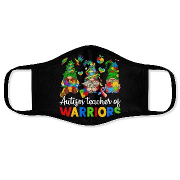 Discover Autism Teacher Of Warriors Gnomes Face Masks