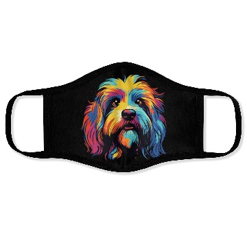 Discover Watercolor Colorful Tibetan Spaniel Face Masks