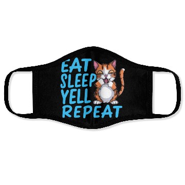 Discover eat sleep yell repeat cat Face Masks