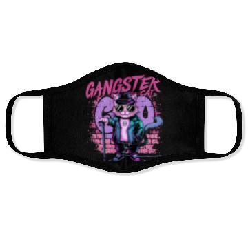 Discover gangster cat neon design Face Masks
