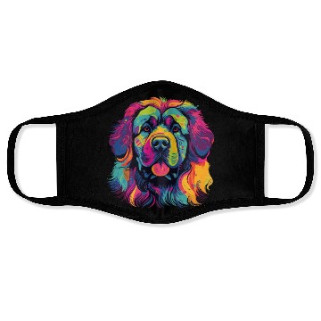 Discover Watercolor Colorful Tibetan Mastiff Face Masks