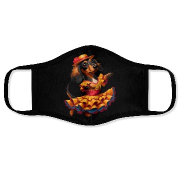 Discover Dachshund dancing flamenco, animal dance Face Masks