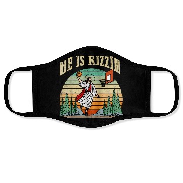 Discover He Is Rizzin Funny Basketball Easter Christian Face Masks