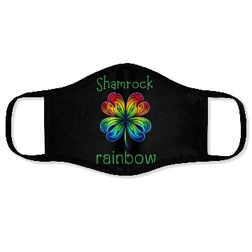 Discover LUCKY Shamrock Rainbow Face Masks