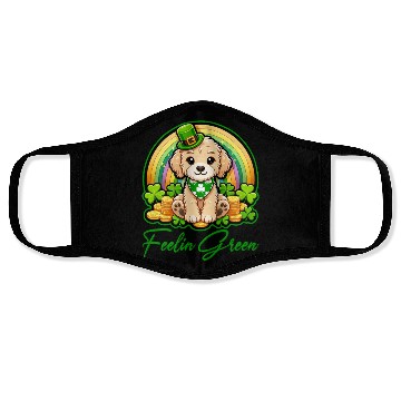 Discover Feelin Green Puppy Rainbow Funny St Patrick's Day Face Masks
