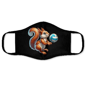 Discover Volleyball Player Squirrel Fun Animal Lover Face Masks