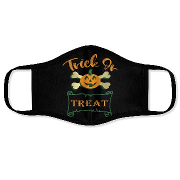 Discover Trick or treat crossbones Halloween pumpkin Face Masks