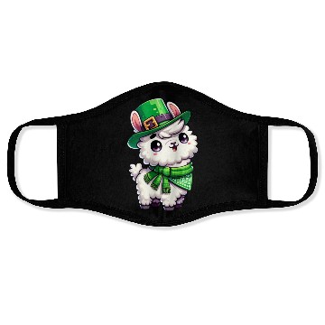 Discover St. Patrick's Day Llama Cartoon Face Masks