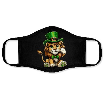 Discover Cute Lion St. Patrick's Day Cartoon Face Masks
