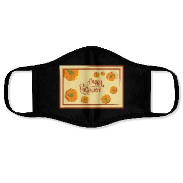 Discover Greetings Happy Halloween typography and pumpkins Face Masks