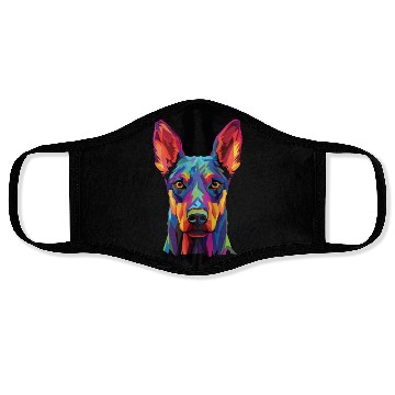 Discover Watercolor Colorful Doberman Pinscher Face Masks