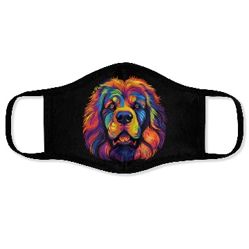 Discover Watercolor Colorful Tibetan Mastiff Face Masks