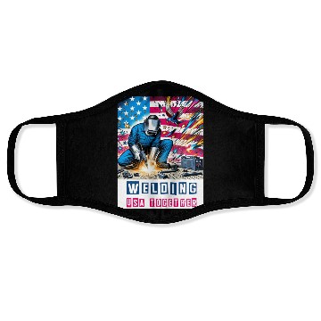 Discover Welding USA Togehter Eagle USA Flag Face Masks