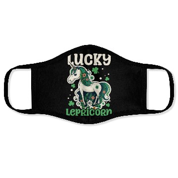 Discover Irish Unicorn St Patricks Lucky Lepricorn Face Masks