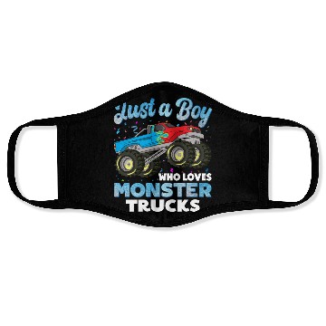 Discover Just A Boy Who Loves Monster Trucks Toddler Kids Face Masks