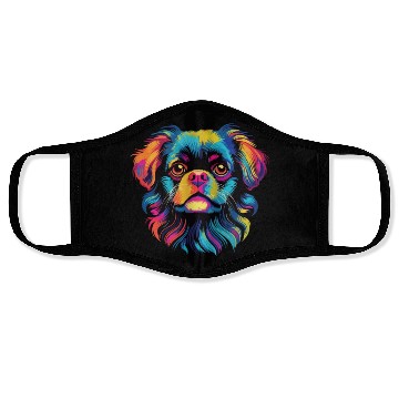 Discover Watercolor Colorful Tibetan Spaniel Face Masks